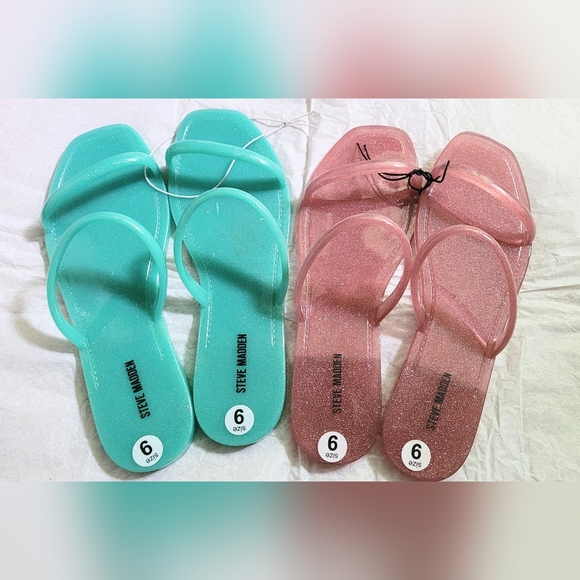 NWOT! Steve Madden Women's Pike Aqua/Pink Jelly Sandal Bundle Size 9 - Picture 3 of 5